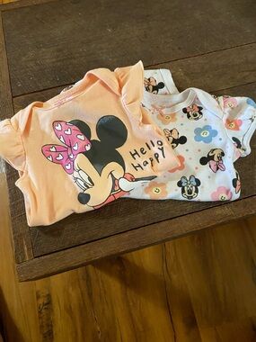 Disney Baby Minnie Floral Bodysuit Set - Peach, White, Black, Pink